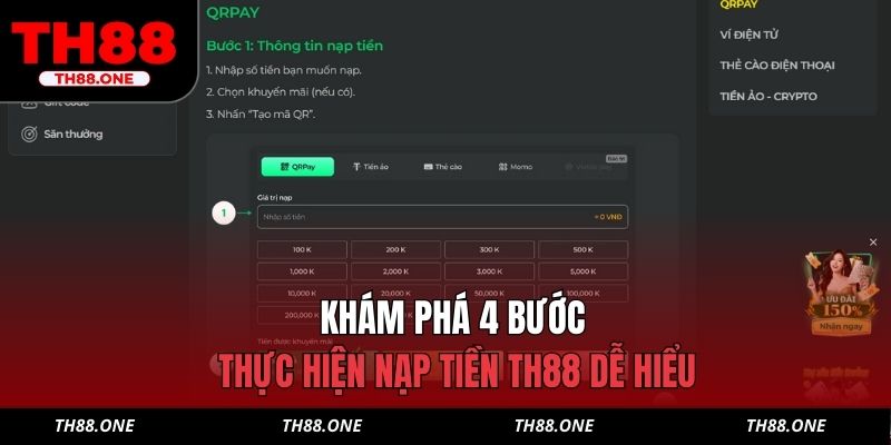Khám phá 4 bước thực hiện nạp tiền TH88 dễ hiểu