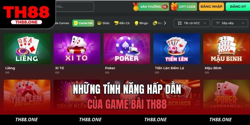 Những tính năng hấp dẫn của game bài TH88