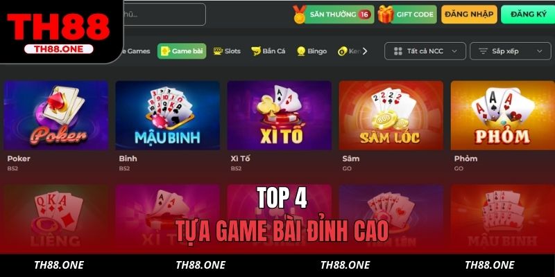Top 4 tựa game bài đỉnh cao
